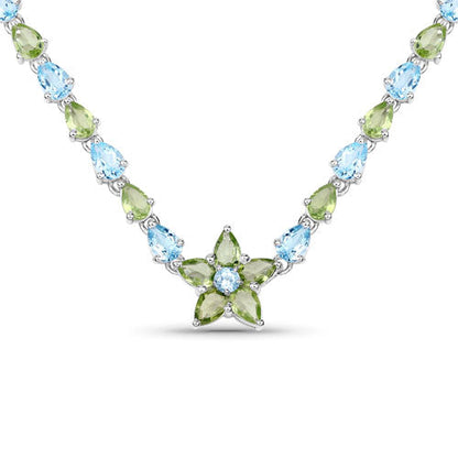 29.48 Carat Genuine Blue Topaz and Peridot .925 Sterling Silver Necklace by Bids.com