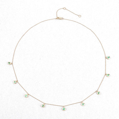 0.90 Carat Genuine Zambian Emerald 10K Yellow Gold Necklace  DestGlow