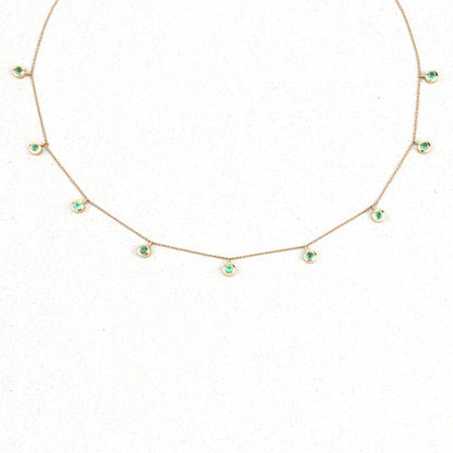 0.90 Carat Genuine Zambian Emerald 10K Yellow Gold Necklace  DestGlow