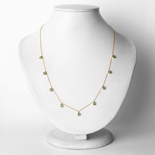 0.90 Carat Genuine Zambian Emerald 10K Yellow Gold Necklace  DestGlow