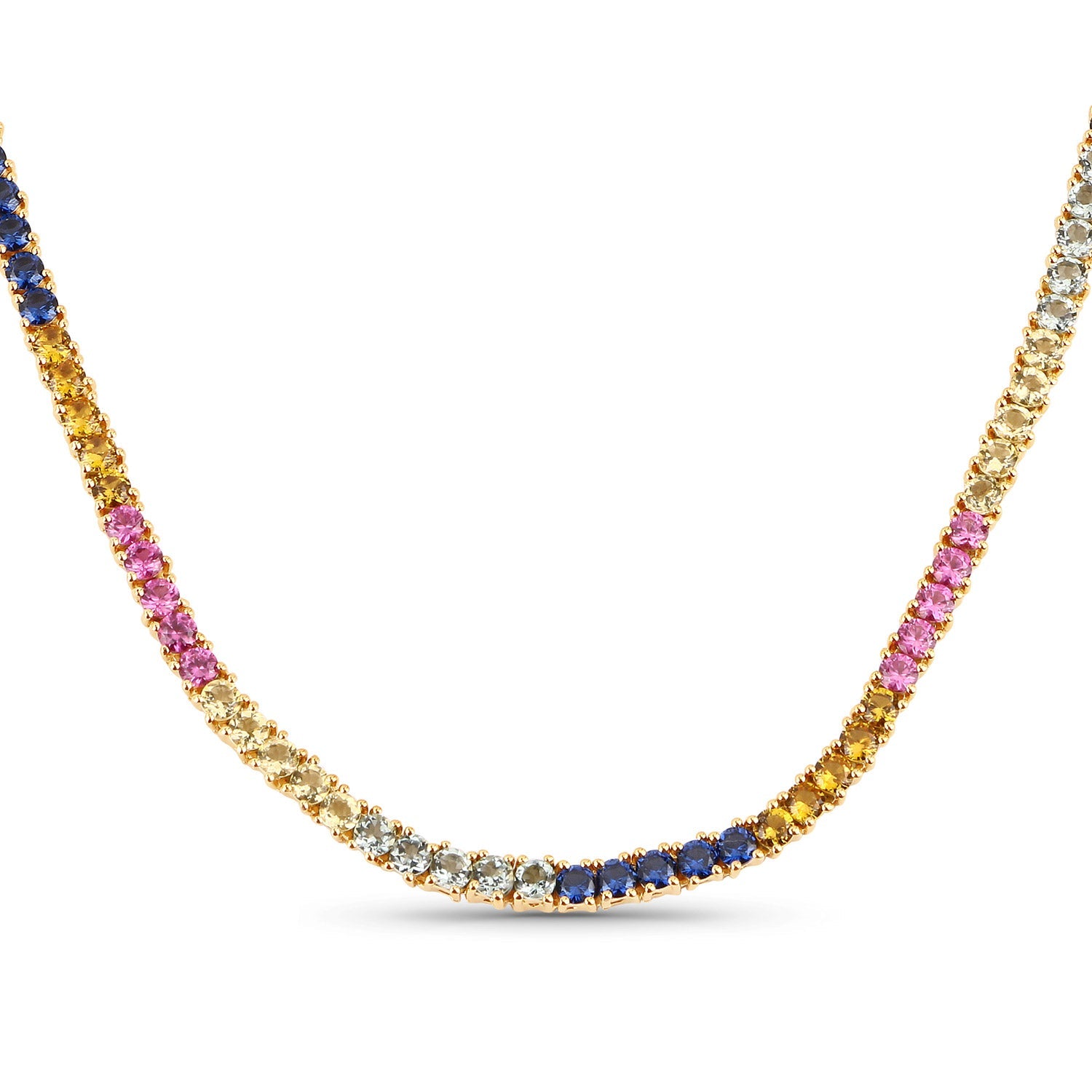11.65 Carat Created Multi Sapphire .925 Sterling Silver Necklace by Avera Group