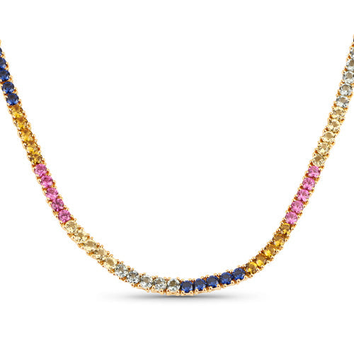 11.65 Carat Created Multi Sapphire .925 Sterling Silver Necklace by Bids.com