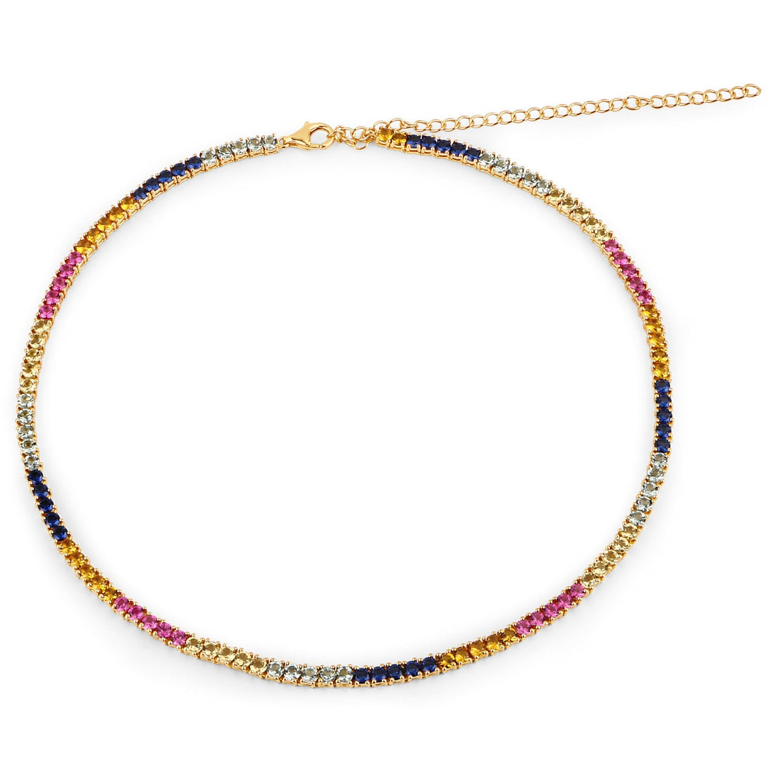 11.65 Carat Created Multi Sapphire .925 Sterling Silver Necklace by Avera Group