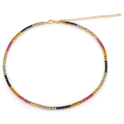 11.65 Carat Created Multi Sapphire .925 Sterling Silver Necklace by Avera Group