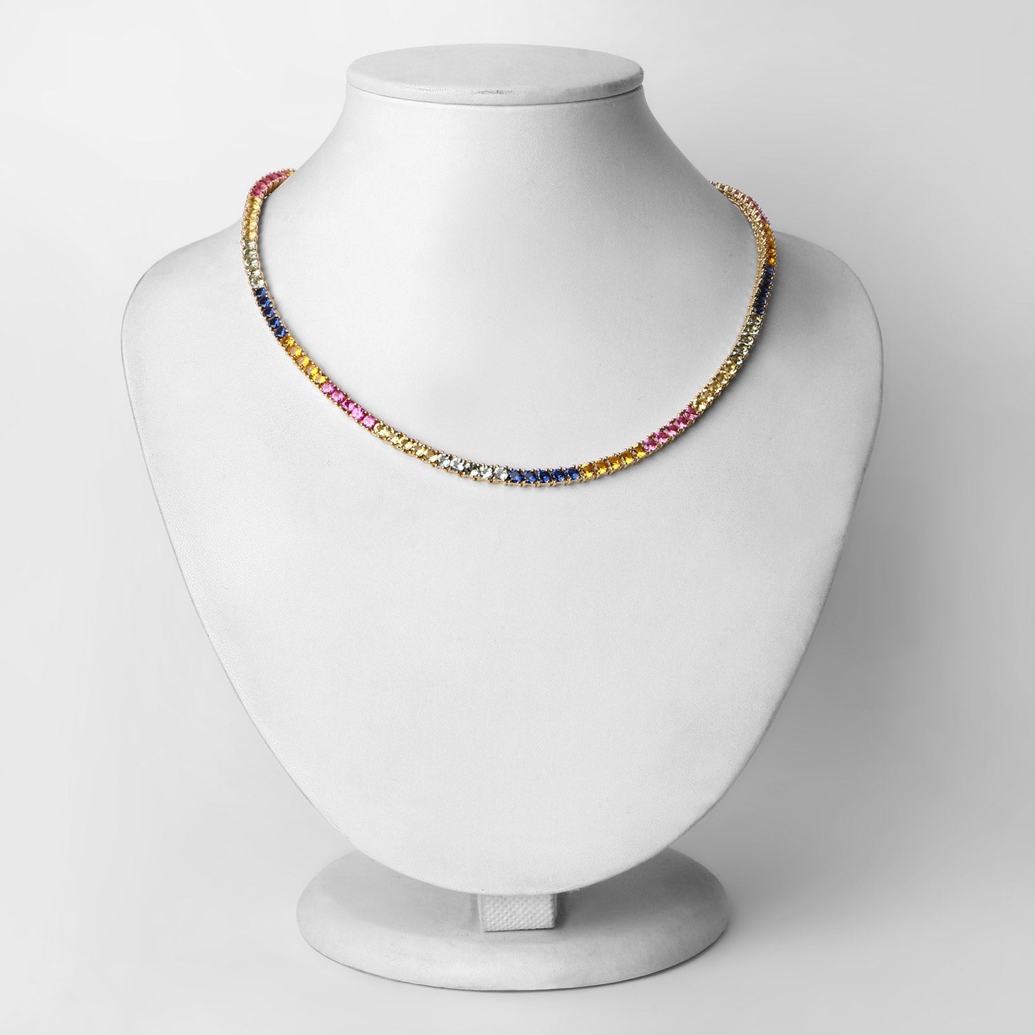 11.65 Carat Created Multi Sapphire .925 Sterling Silver Necklace by Avera Group