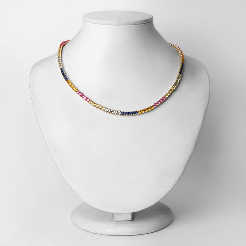 11.65 Carat Created Multi Sapphire .925 Sterling Silver Necklace by Bids.com