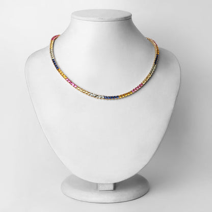 11.65 Carat Created Multi Sapphire .925 Sterling Silver Necklace by Bids.com
