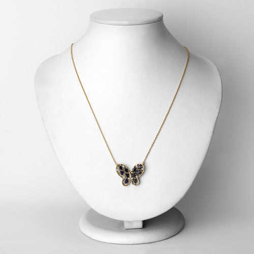 2.16 Carat Genuine Blue Sapphire and White Zircon .925 Sterling Silver Necklace by Bids.com