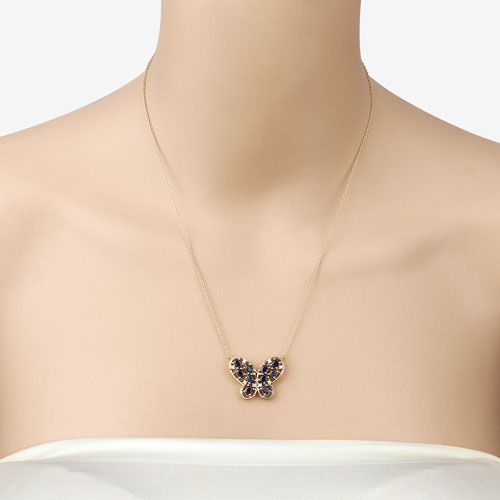 2.16 Carat Genuine Blue Sapphire and White Zircon .925 Sterling Silver Necklace by Bids.com