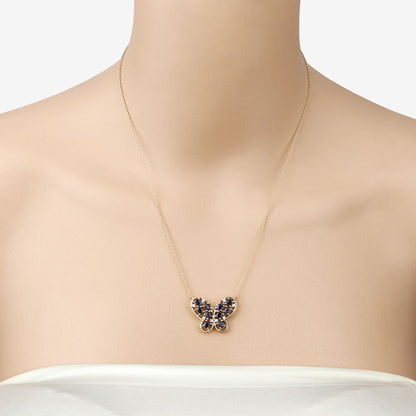 2.16 Carat Genuine Blue Sapphire and White Zircon .925 Sterling Silver Necklace by Bids.com