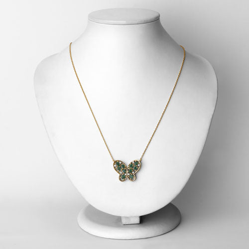 1.56 Carat Genuine Emerald and White Zircon .925 Sterling Silver Necklace by Bids.com