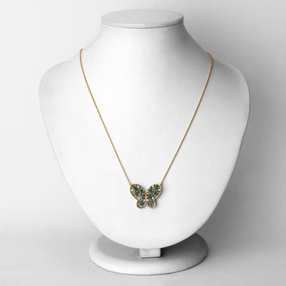 1.56 Carat Genuine Emerald and White Zircon .925 Sterling Silver Necklace by Bids.com