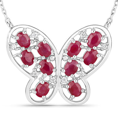 2.36 Carat Genuine Ruby and White Zircon .925 Sterling Silver Necklace by Bids.com