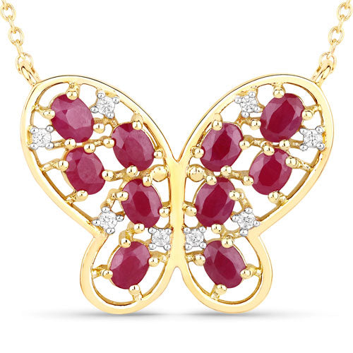 2.36 Carat Genuine Ruby and White Zircon .925 Sterling Silver Necklace by Bids.com