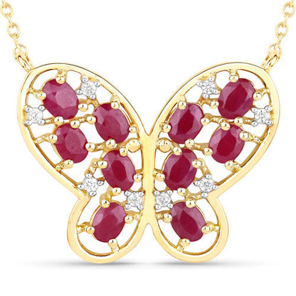 2.36 Carat Genuine Ruby and White Zircon .925 Sterling Silver Necklace by Bids.com