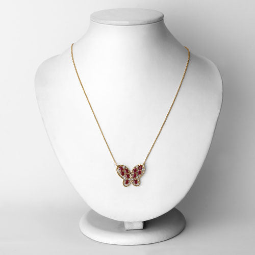 2.36 Carat Genuine Ruby and White Zircon .925 Sterling Silver Necklace by Bids.com