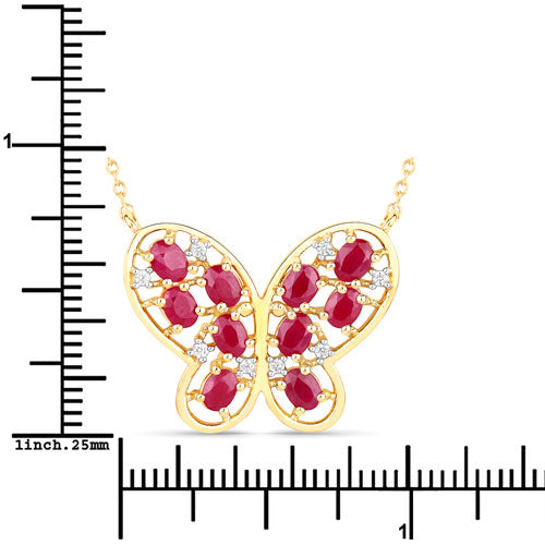2.36 Carat Genuine Ruby and White Zircon .925 Sterling Silver Necklace by Bids.com