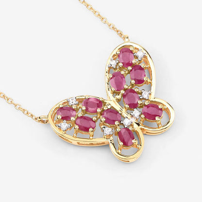 2.36 Carat Genuine Ruby and White Zircon .925 Sterling Silver Necklace by Bids.com