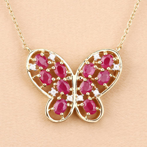 2.36 Carat Genuine Ruby and White Zircon .925 Sterling Silver Necklace by Bids.com
