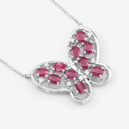 2.36 Carat Genuine Ruby and White Zircon .925 Sterling Silver Necklace by Bids.com