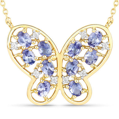1.86 Carat Genuine Tanzanite and White Zircon .925 Sterling Silver Necklace by Bids.com