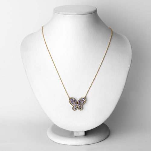 1.86 Carat Genuine Tanzanite and White Zircon .925 Sterling Silver Necklace by Bids.com