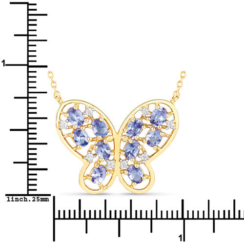 1.86 Carat Genuine Tanzanite and White Zircon .925 Sterling Silver Necklace by Bids.com