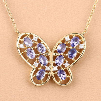 1.86 Carat Genuine Tanzanite and White Zircon .925 Sterling Silver Necklace by Bids.com