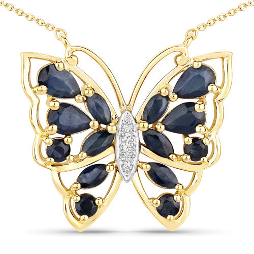 2.94 Carat Genuine Blue Sapphire and White Zircon .925 Sterling Silver Necklace by Bids.com