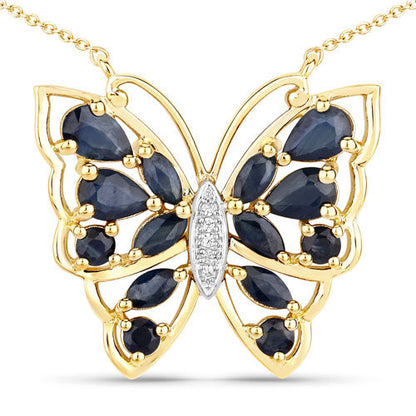 2.94 Carat Genuine Blue Sapphire and White Zircon .925 Sterling Silver Necklace by Bids.com