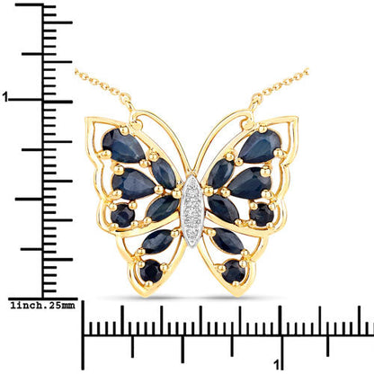2.94 Carat Genuine Blue Sapphire and White Zircon .925 Sterling Silver Necklace by Bids.com
