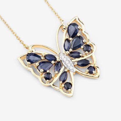2.94 Carat Genuine Blue Sapphire and White Zircon .925 Sterling Silver Necklace by Bids.com