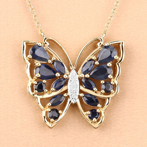 2.94 Carat Genuine Blue Sapphire and White Zircon .925 Sterling Silver Necklace by Bids.com