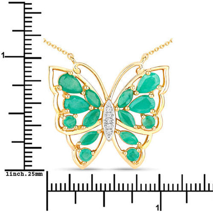 2.60 Carat Genuine Emerald and White Zircon .925 Sterling Silver Necklace by Bids.com