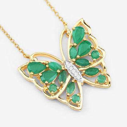 2.60 Carat Genuine Emerald and White Zircon .925 Sterling Silver Necklace by Bids.com