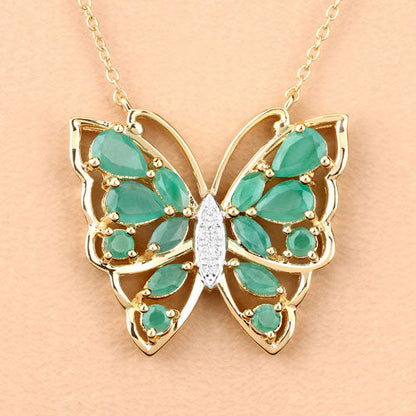 2.60 Carat Genuine Emerald and White Zircon .925 Sterling Silver Necklace by Bids.com