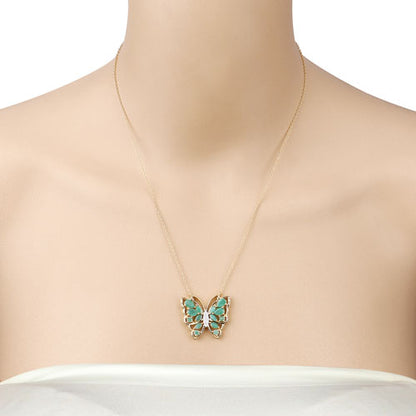 2.60 Carat Genuine Emerald and White Zircon .925 Sterling Silver Necklace by Bids.com