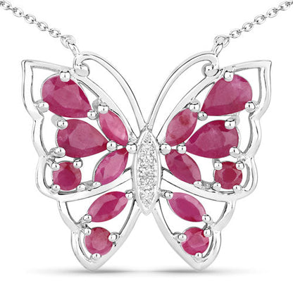 2.88 Carat Genuine Ruby and White Zircon .925 Sterling Silver Necklace by Bids.com