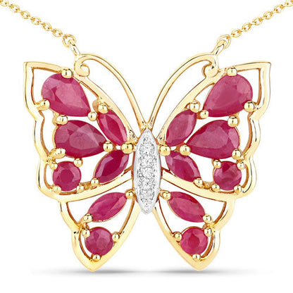 2.88 Carat Genuine Ruby and White Zircon .925 Sterling Silver Necklace by Bids.com