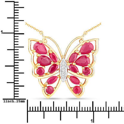 2.88 Carat Genuine Ruby and White Zircon .925 Sterling Silver Necklace by Bids.com