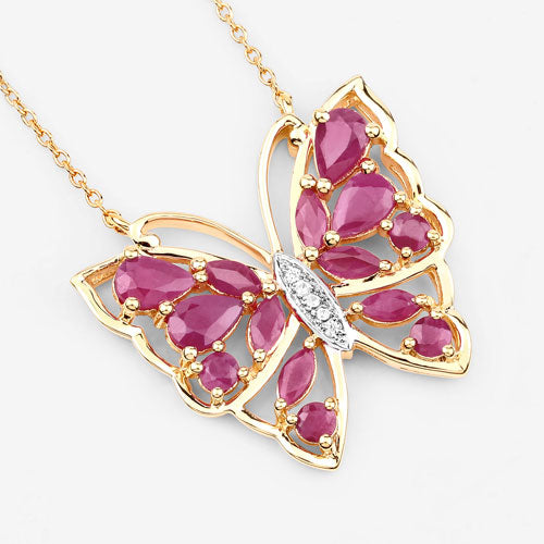 2.88 Carat Genuine Ruby and White Zircon .925 Sterling Silver Necklace by Bids.com