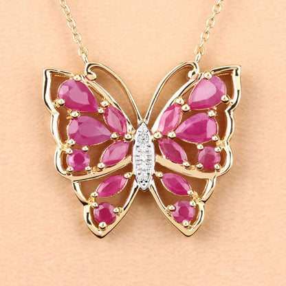 2.88 Carat Genuine Ruby and White Zircon .925 Sterling Silver Necklace by Bids.com