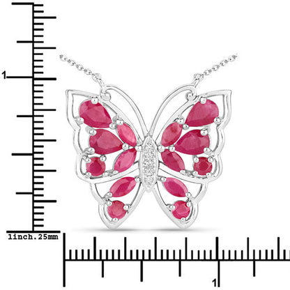 2.88 Carat Genuine Ruby and White Zircon .925 Sterling Silver Necklace by Bids.com