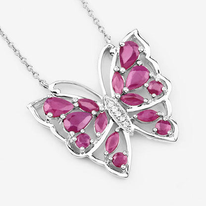 2.88 Carat Genuine Ruby and White Zircon .925 Sterling Silver Necklace by Bids.com