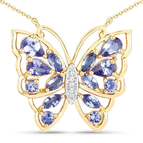 2.76 Carat Genuine Tanzanite and White Zircon .925 Sterling Silver Necklace by Bids.com