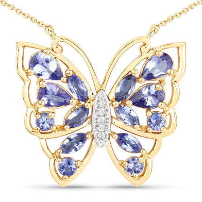 2.76 Carat Genuine Tanzanite and White Zircon .925 Sterling Silver Necklace by Bids.com