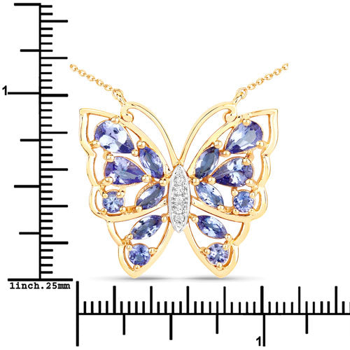 2.76 Carat Genuine Tanzanite and White Zircon .925 Sterling Silver Necklace by Bids.com