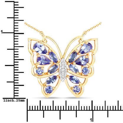 2.76 Carat Genuine Tanzanite and White Zircon .925 Sterling Silver Necklace by Bids.com
