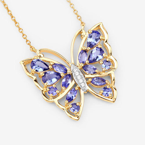 2.76 Carat Genuine Tanzanite and White Zircon .925 Sterling Silver Necklace by Bids.com