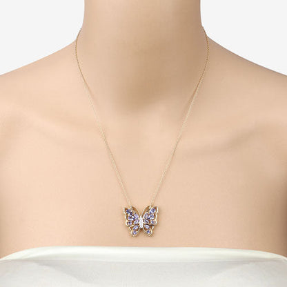 2.76 Carat Genuine Tanzanite and White Zircon .925 Sterling Silver Necklace by Bids.com